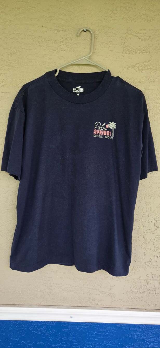 Hollister Heavyweight Boxy Fit T-Shirt Size S Palm Springs Navy
